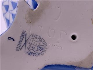 Herend Honking Goose in Blue Porcelain Figurine